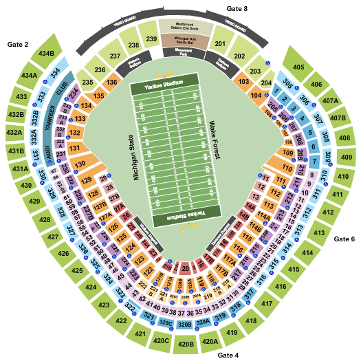 Yankee Stadium 2017 Pinstripe Bowl - Int Zone Seating Chart