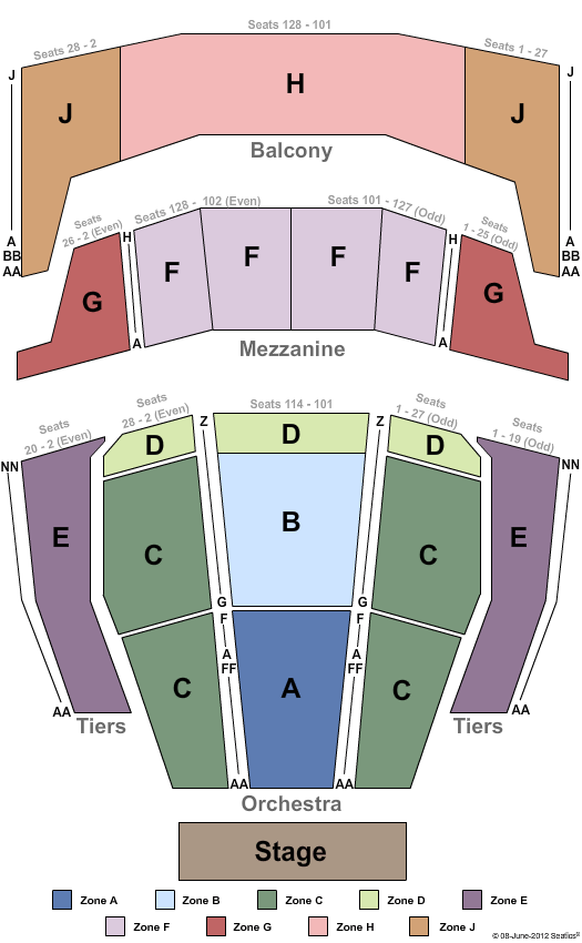 Zellerbach Hall Endstage-Zone Seating Chart