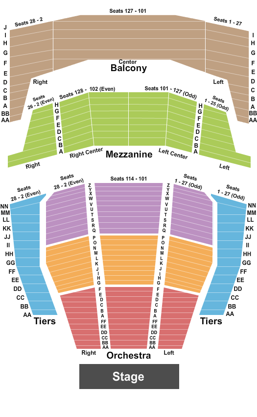 seating chart for Zellerbach Hall - End Stage - eventticketscenter.com