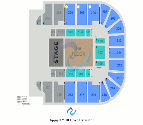 Cadence Bank Arena End Stage GA Floor Seating Chart