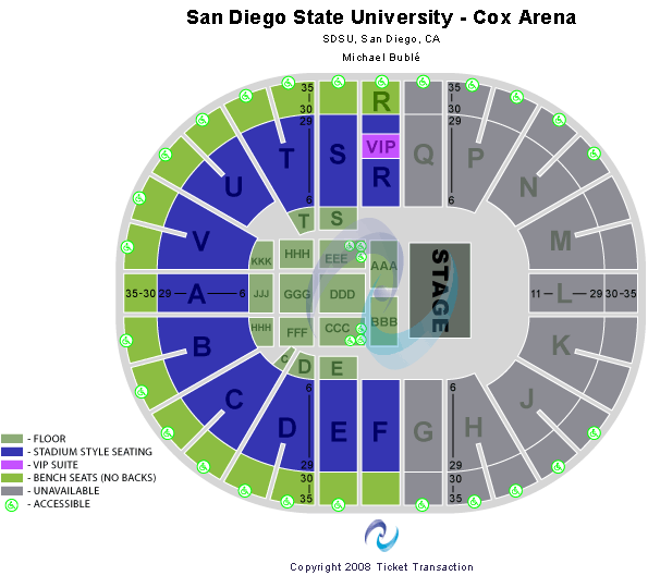 Viejas Arena At Aztec Bowl Michael Buble Seating Chart