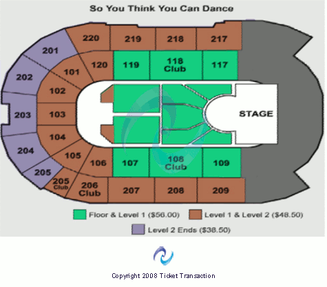 Angel of the Winds Arena SYTYCD Seating Chart