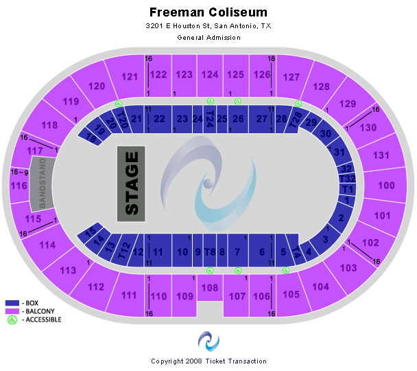 Freeman Coliseum Endstage w/GA floor Seating Chart