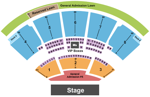 iTHINK Financial Amphitheatre Endstage GA Pit Reserved Lawn Seating Chart