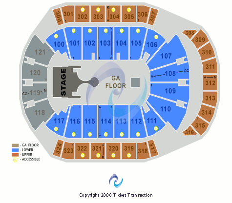 VyStar Veterans Memorial Arena End Stage GA Seating Chart