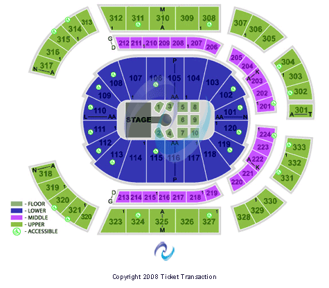 Bridgestone Arena T-Stage Seating Chart