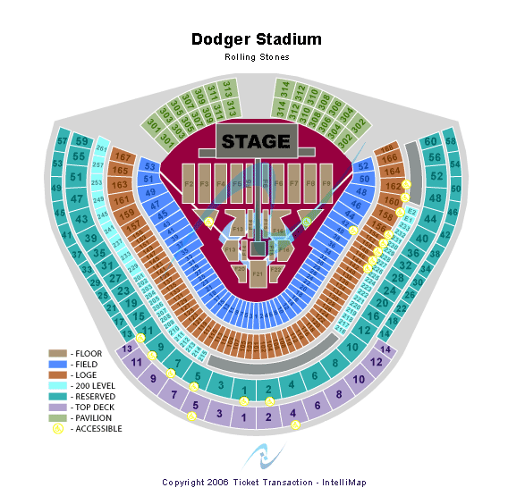 Dodger Stadium Rolling Stones Seating Chart