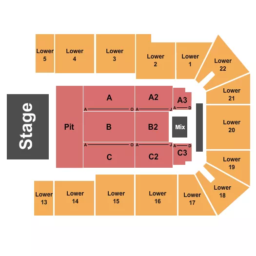 seating chart for 1st Summit Arena at Cambria County War Memorial  - Brantley Gilbert - eventticketscenter.com
