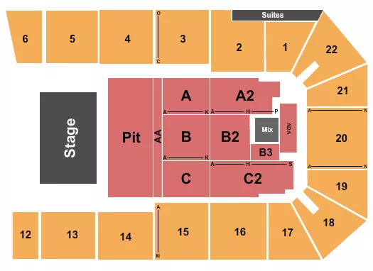 seating chart for 1st Summit Arena at Cambria County War Memorial  - Endstage GA Pit - eventticketscenter.com