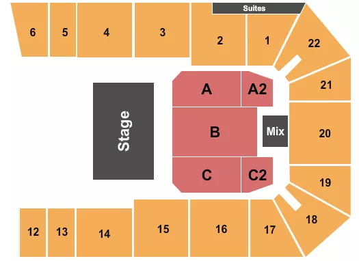 seating chart for 1st Summit Arena at Cambria County War Memorial  - Half House - eventticketscenter.com