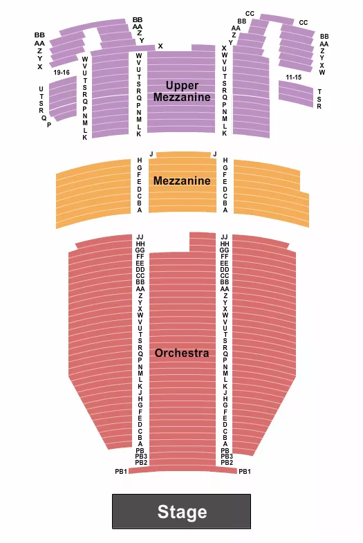 seating chart for 5th Avenue Theatre - Endstage - PB1 Start - eventticketscenter.com
