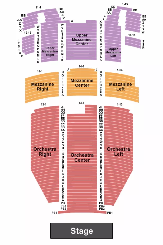seating chart for 5th Avenue Theatre - Endstage - PB1 Start - eventticketscenter.com