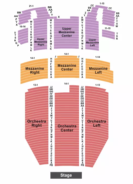 seating chart for 5th Avenue Theatre - Endstage - eventticketscenter.com