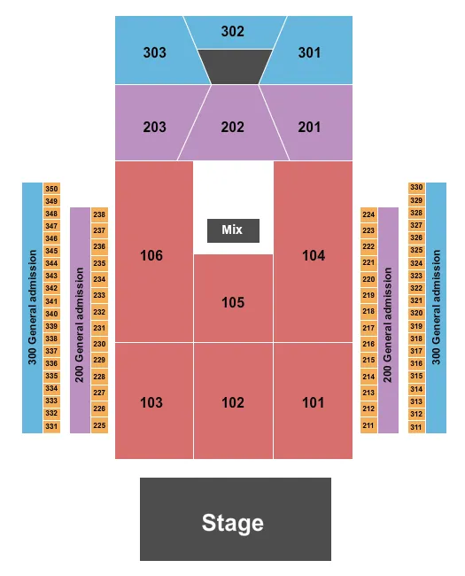 seating chart for 713 Music Hall - Endstage 100s & 200s - eventticketscenter.com