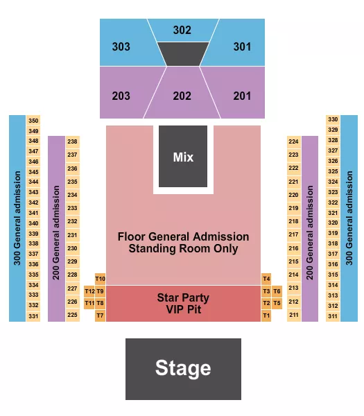 seating chart for 713 Music Hall - Endstage Party Pit - eventticketscenter.com