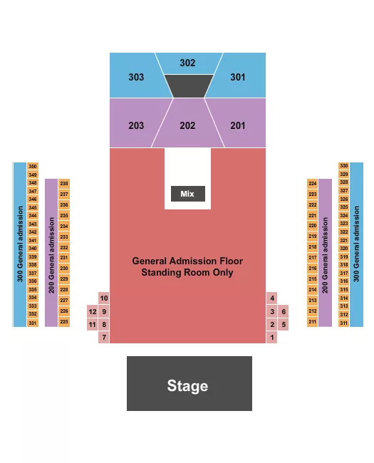 seating chart for 713 Music Hall - GA Floor/200/300 - eventticketscenter.com