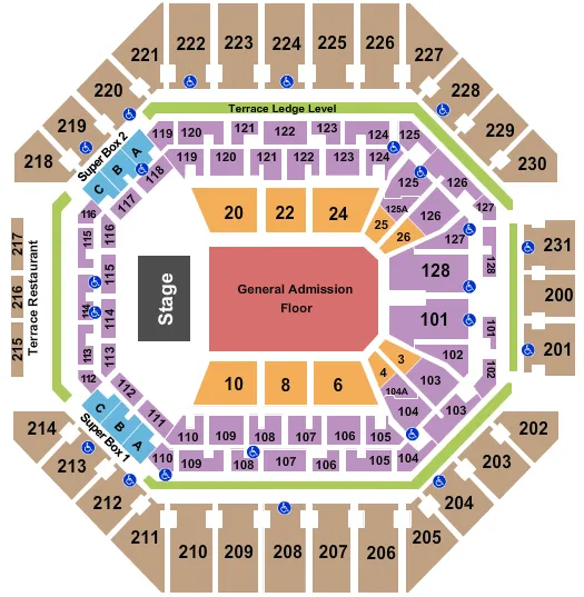 seating chart for Frost Bank Center - End Stage with GA Floor - eventticketscenter.com