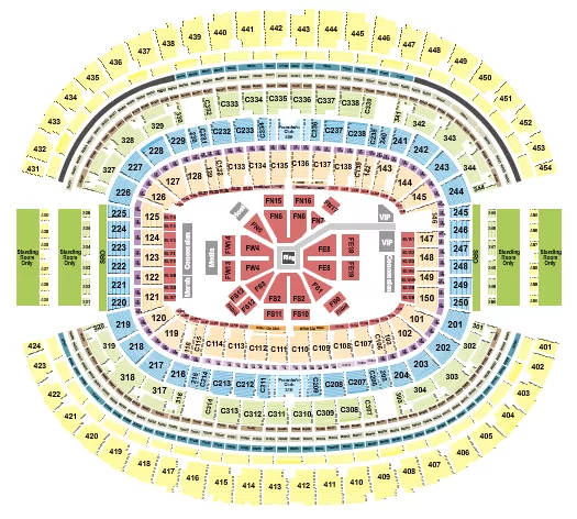 seating chart for AT&T Stadium - Boxing - Rows - eventticketscenter.com