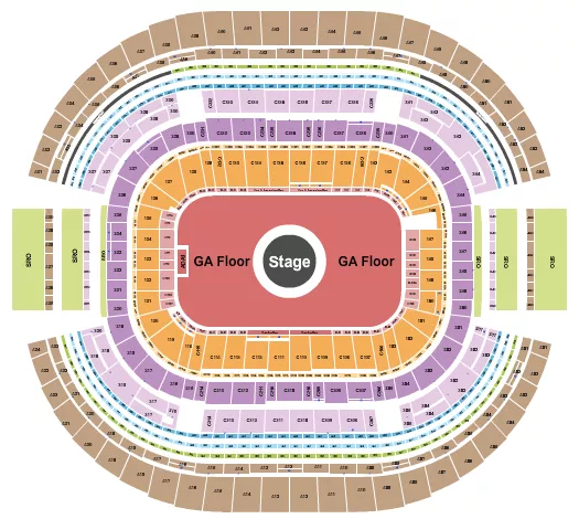 seating chart for AT&T Stadium - Kanye West - eventticketscenter.com
