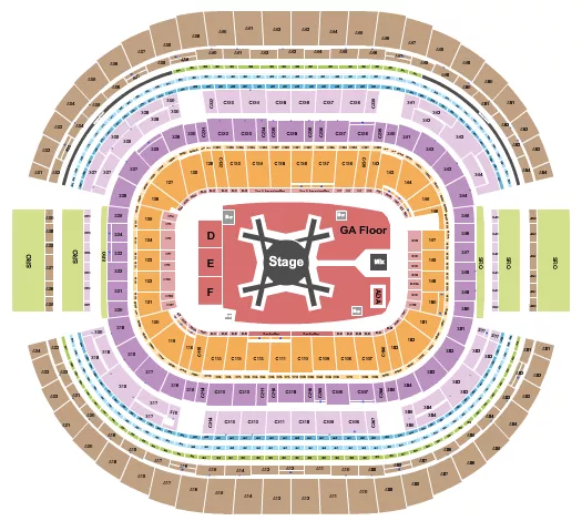 seating chart for AT&T Stadium - Luke Combs - eventticketscenter.com