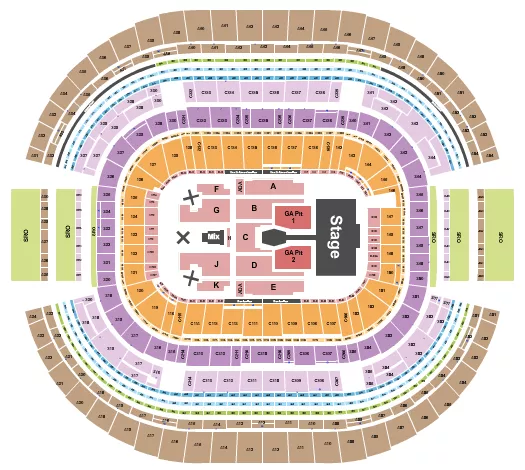 seating chart for AT&T Stadium - Morgan Wallen - eventticketscenter.com