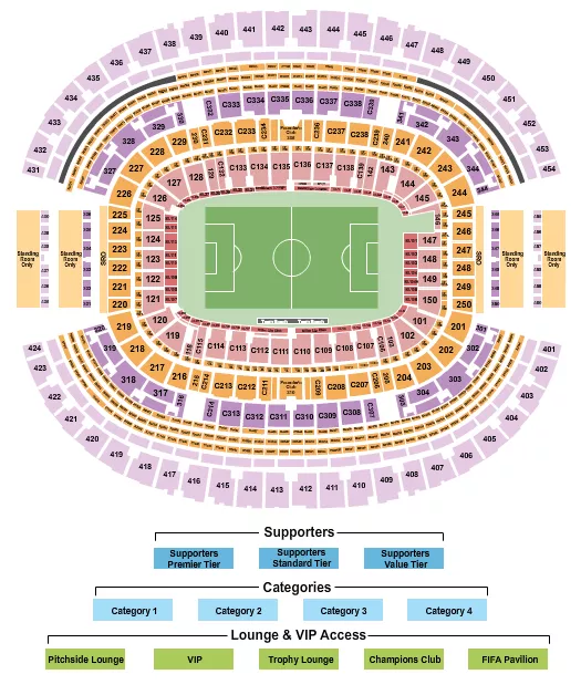 seating chart for AT&T Stadium - Soccer RW World Cup - eventticketscenter.com
