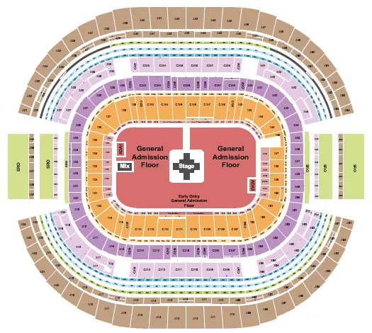 seating chart for AT&T Stadium - Zach Bryan - eventticketscenter.com