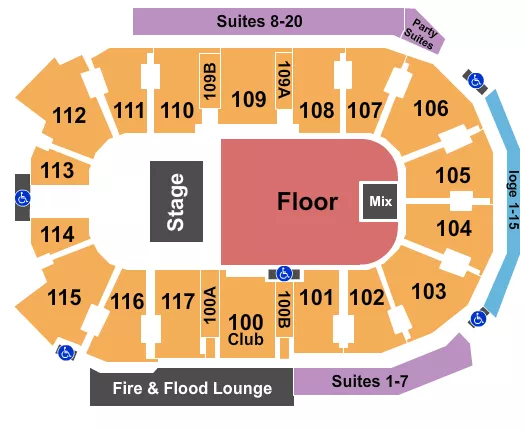 seating chart for Abbotsford Centre - Endstage Floor Pit - eventticketscenter.com