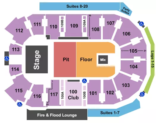 seating chart for Abbotsford Centre - GA Pit & RSV Floor - eventticketscenter.com