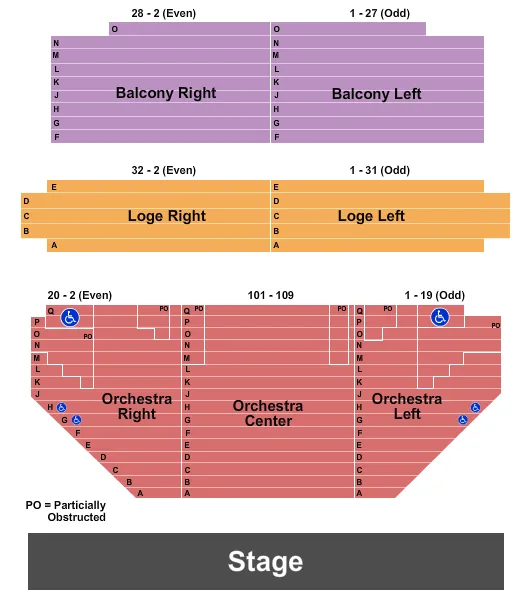 seating chart for Academy of Music Theatre - MA - End Stage - eventticketscenter.com