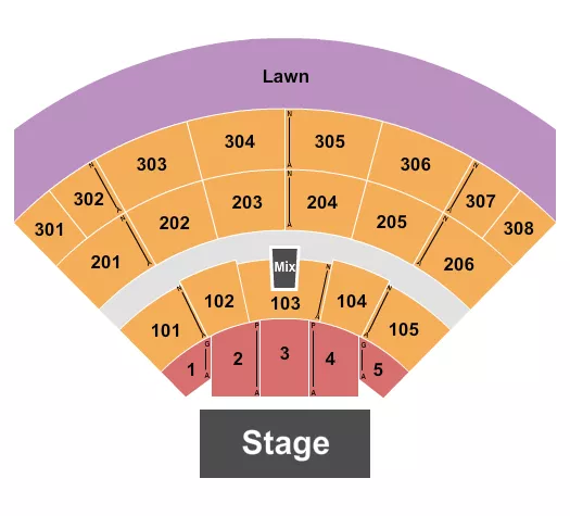 seating chart for Acrisure Amphitheater - Endstage with Catwalk - eventticketscenter.com
