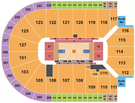 seating chart for Acrisure Arena - Basketball - Preseason - eventticketscenter.com