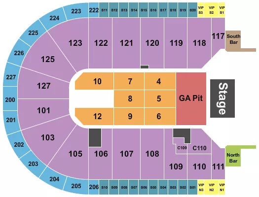 seating chart for Acrisure Arena - Endstage GA Pit 2 - eventticketscenter.com