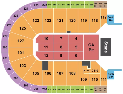 seating chart for Acrisure Arena - Endstage GA Pit - eventticketscenter.com