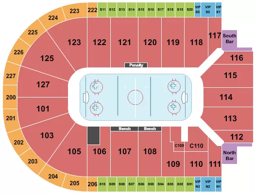 seating chart for Acrisure Arena - Hockey - eventticketscenter.com