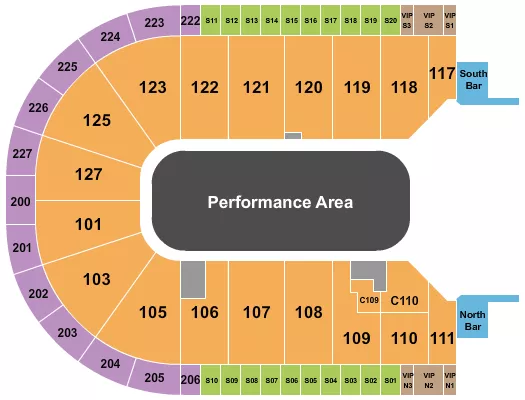 seating chart for Acrisure Arena - Performance Area - eventticketscenter.com