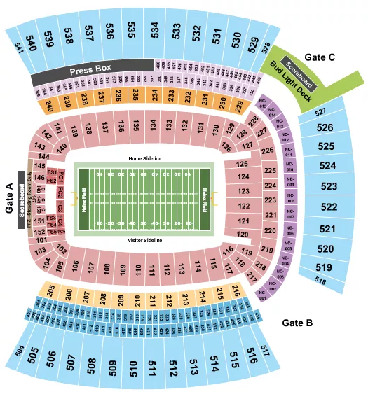 seating chart for Acrisure Stadium - Football NO VFS - eventticketscenter.com