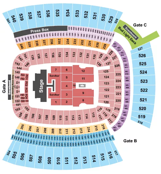seating chart for Acrisure Stadium - Kenny Chesney 2 - eventticketscenter.com