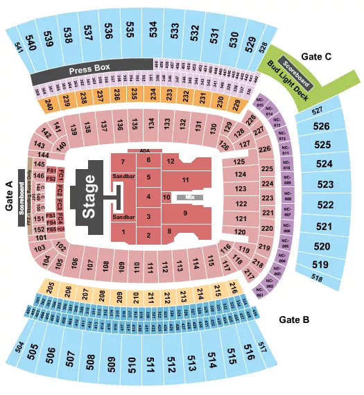 seating chart for Acrisure Stadium - Kenny Chesney 2026 - eventticketscenter.com
