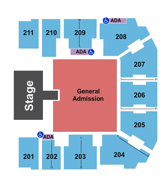 seating chart for Adams Event Center - Endstage GA/Catwalk - eventticketscenter.com