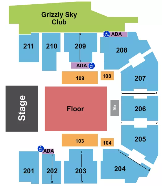 seating chart for Adams Event Center - Halfhouse - eventticketscenter.com