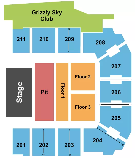 seating chart for Adams Event Center - Jon Pardi - eventticketscenter.com