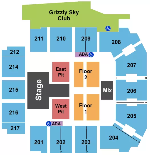 seating chart for Adams Event Center - Lainey Wilson - eventticketscenter.com