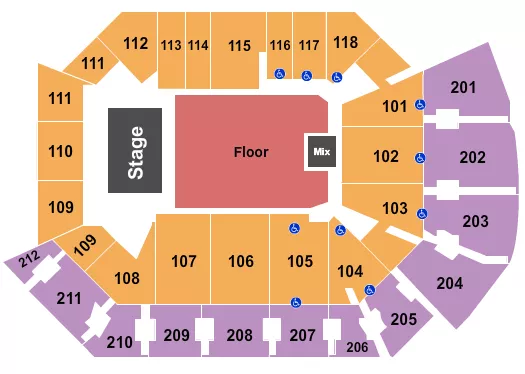 seating chart for Addition Financial Arena - Endstage GA Floor - eventticketscenter.com