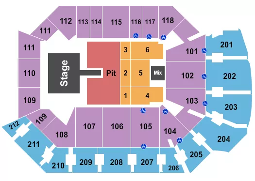 seating chart for Addition Financial Arena - Endstage GA Pit 2 - eventticketscenter.com