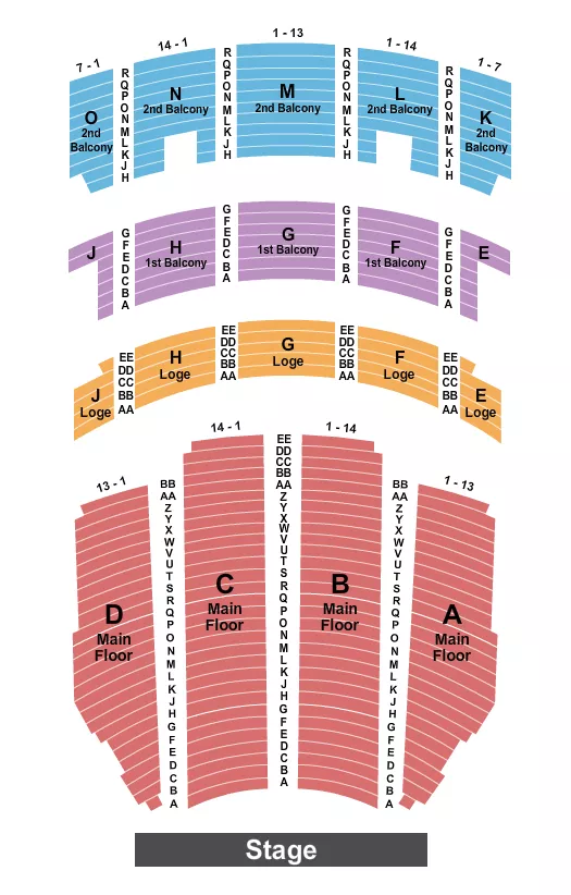 seating chart for Adler Theatre - Endstage Orch Row A - eventticketscenter.com
