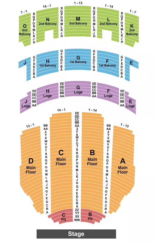 seating chart for Adler Theatre - Endstage - eventticketscenter.com