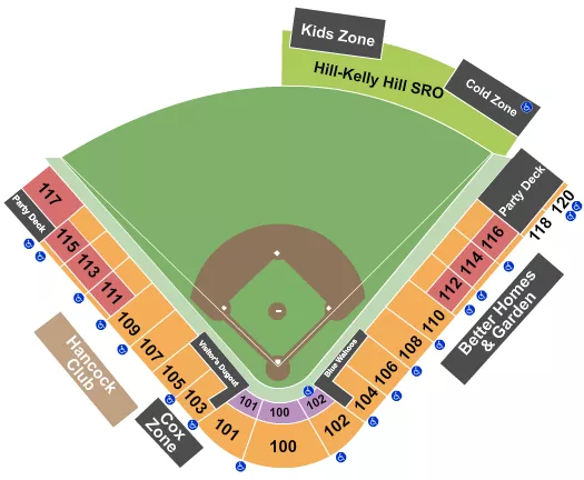 seating chart for Admiral Fetterman Field At Blue Wahoos Stadium - Baseball - eventticketscenter.com