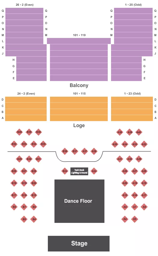 seating chart for Admiral Theatre - Bremerton - Endstage - Dance Party - eventticketscenter.com