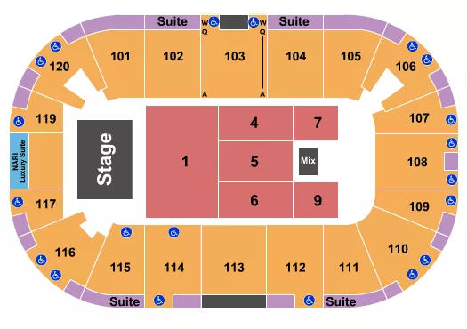 seating chart for Agganis Arena - Endstage 1 & 4-7 - eventticketscenter.com